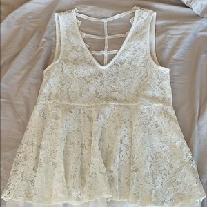 White peplum lace top